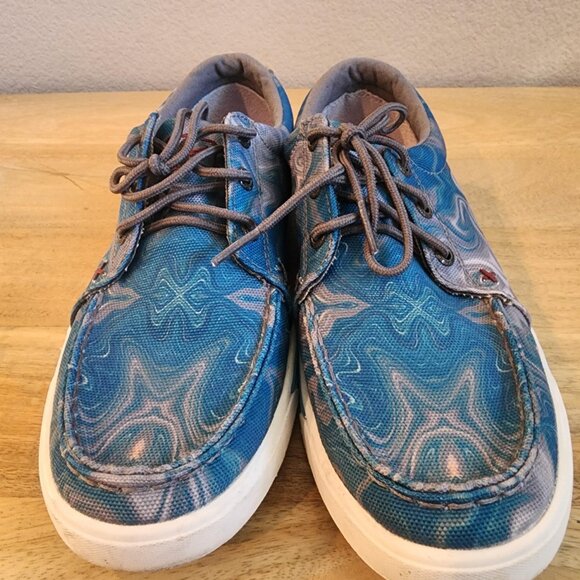 Twisted X Kicks Shoes Womens Size 7 Blue Gray Marble Canvas Moc Toe WCA0063 - Picture 7 of 12